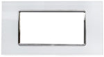 Placca in vetro bianco 4 posti compatibile Living International 6970597468412 8004bl EL1038