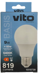 Lampadina LED E27 9W 819lm 6400k luce fredda Vito 6970233839774 1515730 EL113