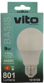 Lampadina LED E27 9W 801lm 4000k luce fredda Vito 6970233839767 1515720 EL115