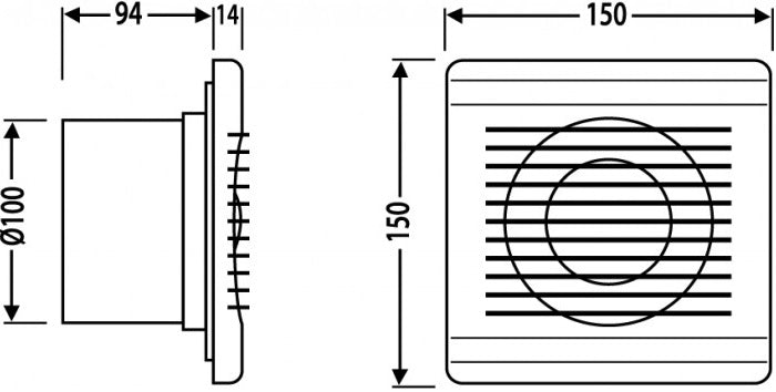Aspiratore 12W 100m3/h 35Db Φ100x65mm Vito 8698553606101 8005100 EL117
