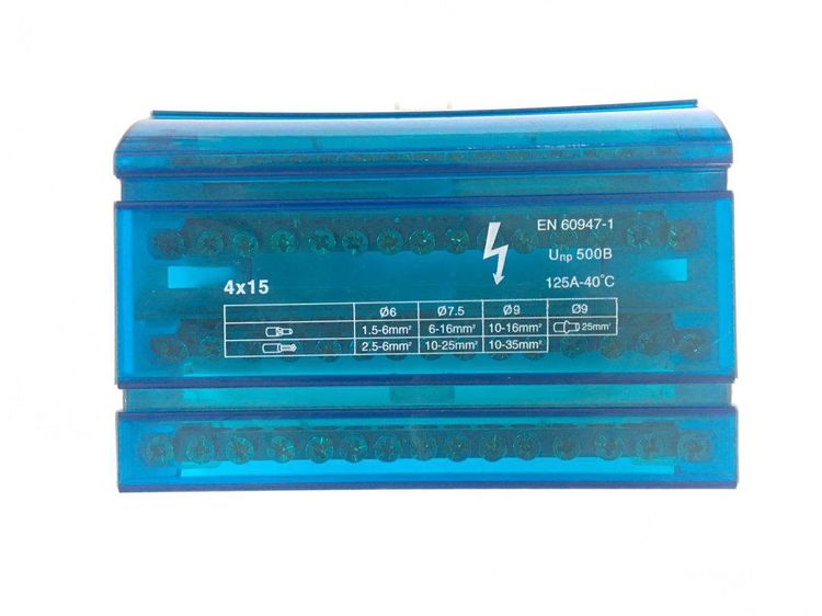 Morsettiera equipotenziale 15 fori x 4 135x50x86mm