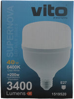 Lampadina LED 40W E27 T120 6400K luce fredda Vito 6972538049360 1519520 EL1264