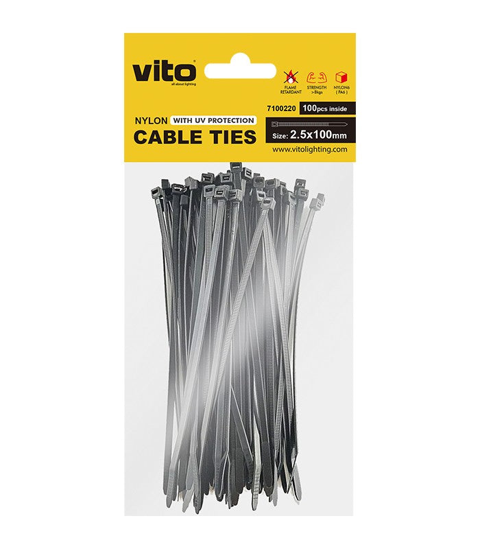 Fascette fermacavi autobloccanti nere 2.5X100mm - 100 pezzi 6972538047502 7100220 EL127