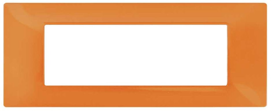 Placca in tecnopolimero 7 posti color arancione compatibile Vimar Plana