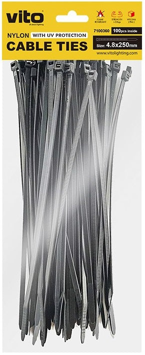 Fascettte fermacavi autobloccanti nere 4.8X250mm - 100 pezzi  6972538047649 7100360 EL1309