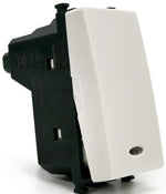 Pulsante unipolare bianco con spia luminosa 250V 10A compatibile Vimar Plana