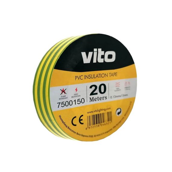 Nastro isolante 19mm 20m giallo-verde Vito