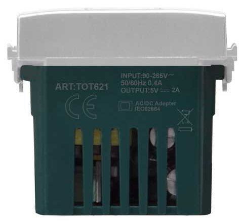 Alimentatore doppia presa USB 90-265V output 5V 2A grigio compatibile Vimar Plana 6970597463134 TOT621A EL1346