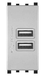 Alimentatore doppia presa USB 90-265V output 5V 2A grigio compatibile Vimar Plana