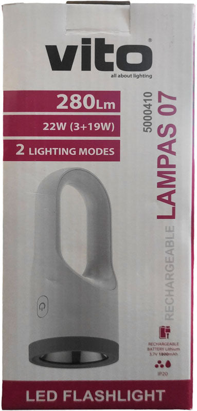 Torcia ricaricabile 19W+3W 280Lm 6000K luce fredda 6972538040213 5000410 EL1348
