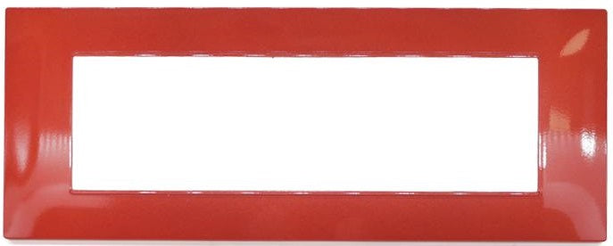 Placca in tecnopolimero 7 posti color rosso corallo compatibile Vimar Plana