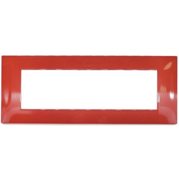 Placca in tecnopolimero 7 posti color rosso corallo compatibile Vimar Plana