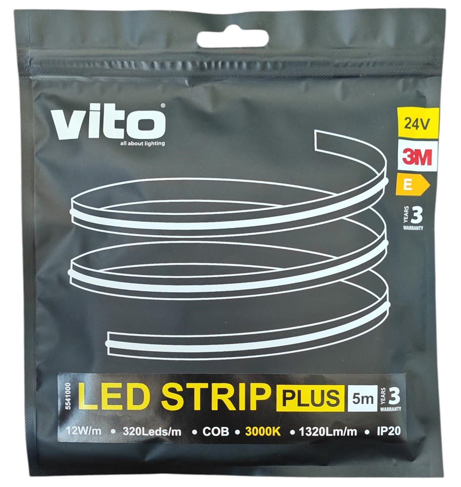 Striscia LED COB Vito 24V 3000K luce calda 1320lm/m 12W/m IP20 5m 5541000 6977231353851 EL1495