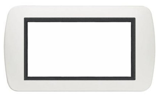 Placca 4 posti bianca in metallo compatibile Living International