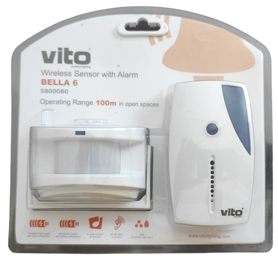 Campanello wireless con sensore di movimento bianco Vito 6972538046277 580080 EL154