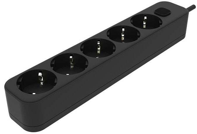 Multipresa schuko 5 posti nera con interruttore 6970233838494 8002440 EL1553