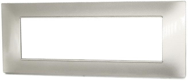 Placca in tecnopolimero 7P grigio chiaro compatibile Vimar 6970597464414 6007-04 7P Grigio Chiaro/Vmr-Pln  Vimpar Plana EL1716