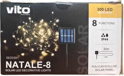 Luci a LED natalizie con pannello solare 300LED luce calda 2700K 30M 1.2V IP44 6977231352755 5620581 EL1723