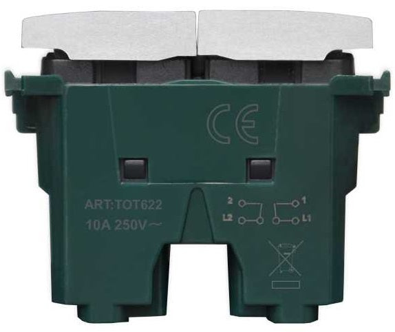 Doppio pulsante grigio 10A 250V compatibile Vimar Plana 6970597462762 TOT622 A EL1766