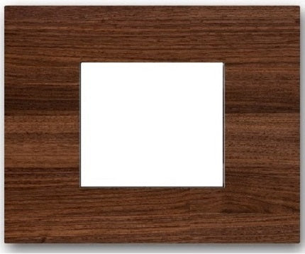 Placca 2 posti quadrata ciliegio compatibile Living International
