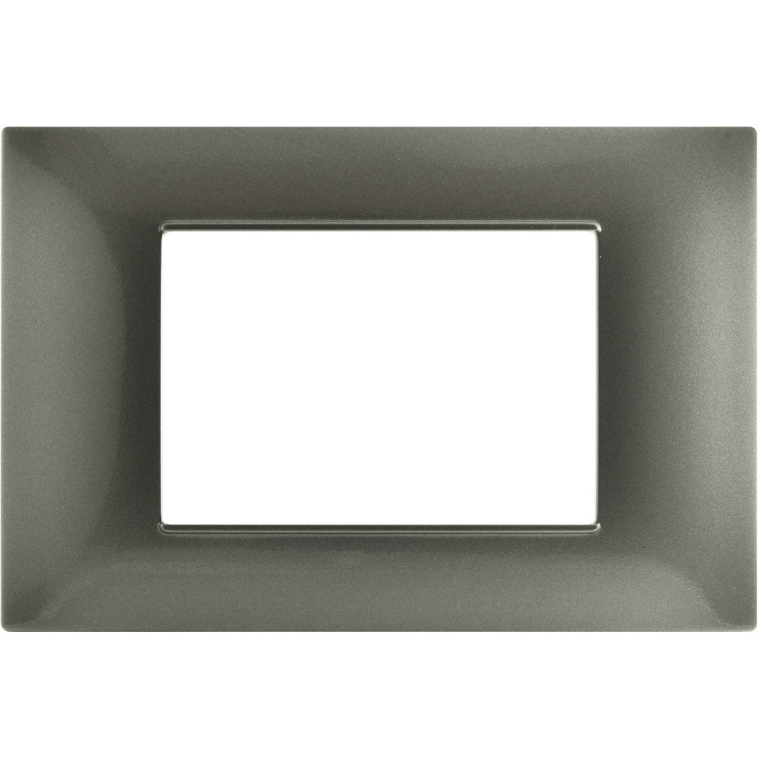 Placca 3P  Tecnopolimero 12x8cm Grigio scuro compatibile Vimar Plana