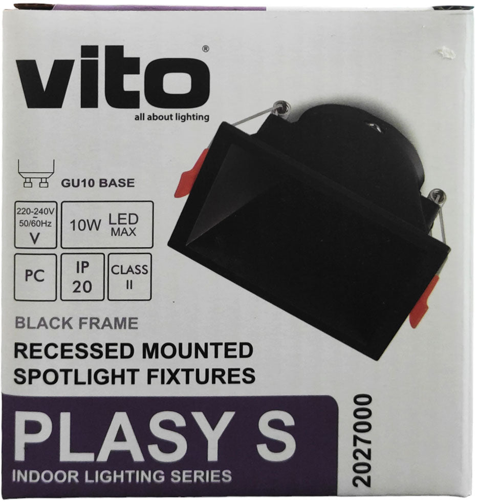 Supporto quadrato per faretto GU10 da incasso 83x83mm nero 6972538049810 2027000 EL2002