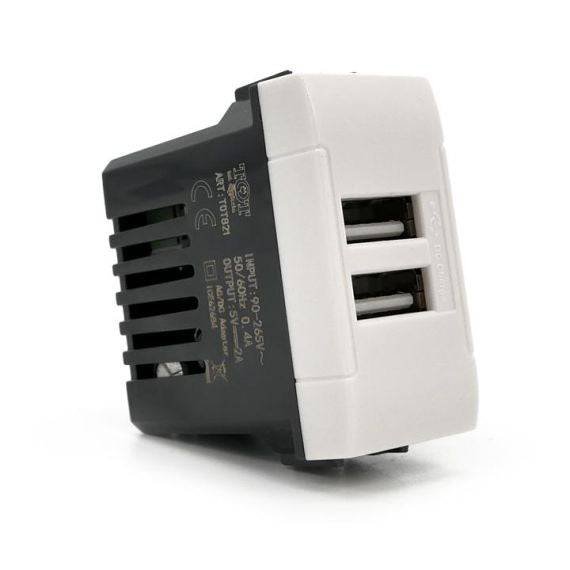 Alimentatore doppia presa USB 5V 2A Bianco compatibile Living International