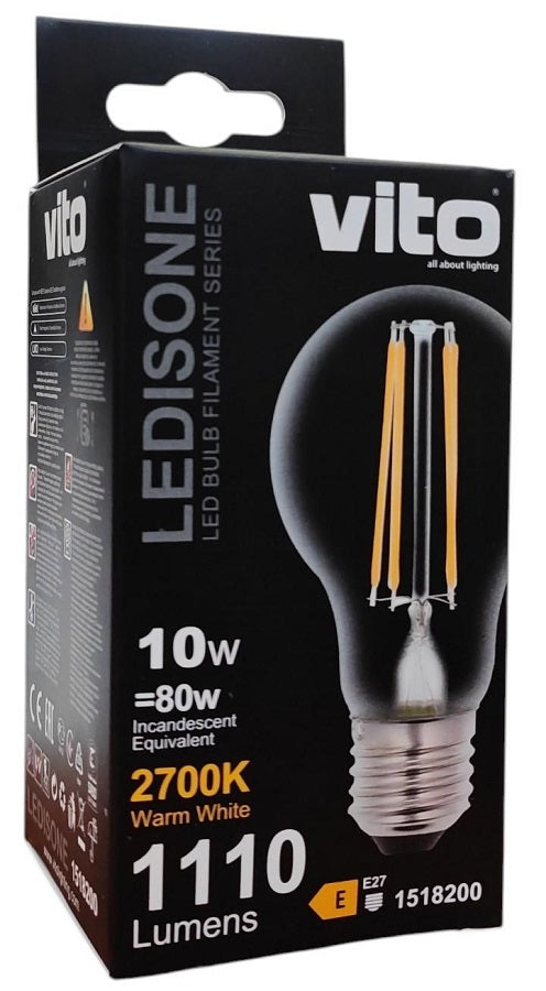 Lampadina LED filament A60 E27 10W 2700K luce calda 1110 lm 1518200 6972538042033 EL2131