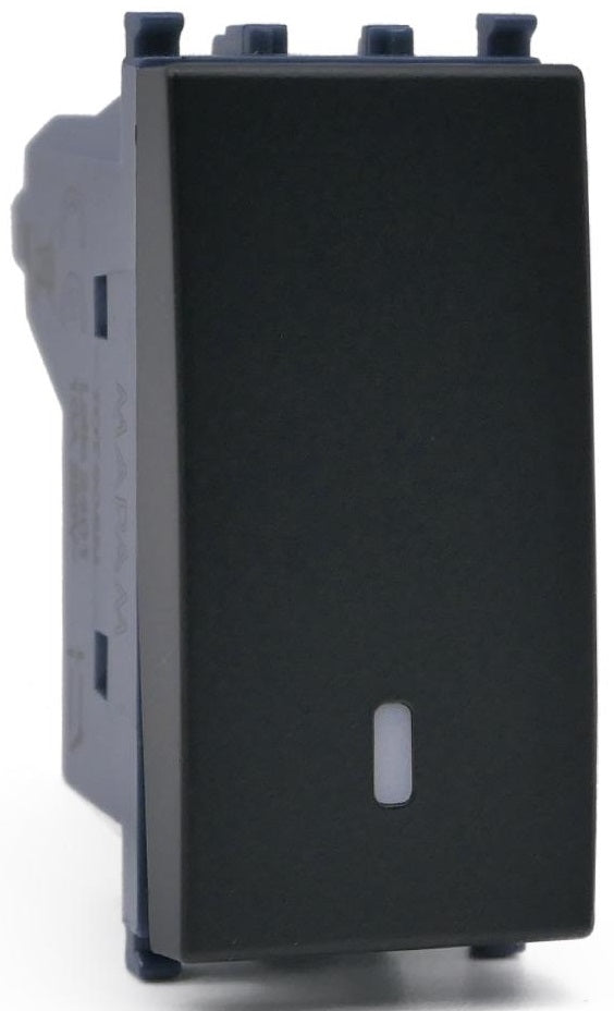 Pulsante unipolare nero con spia compatibile Vimar Arké 0793541339851 905N EL214