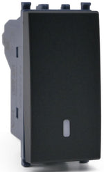 Pulsante unipolare nero con spia compatibile Vimar Arké 0793541339851 905N EL214