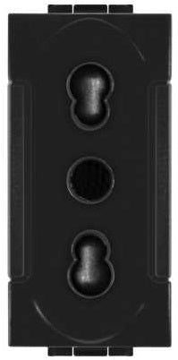 Presa bivalente 10A-16A 250V 2P+T nero compatibile con serie Living International