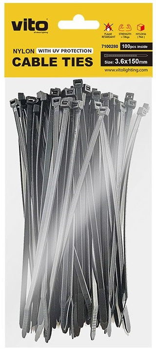 Fascette fermacavi autobloccanti nere 3.6X150mm - 100 pezzi 6972538047564 7100280 EL217