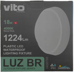 Plafoniera LED per esterno 18W 1224Lm luce naturale IP65 Φ220x99mm Vito 6970233837428 3400700 EL219