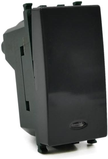 Deviatore con spia luminosa nero compatibile Vimar Plana
