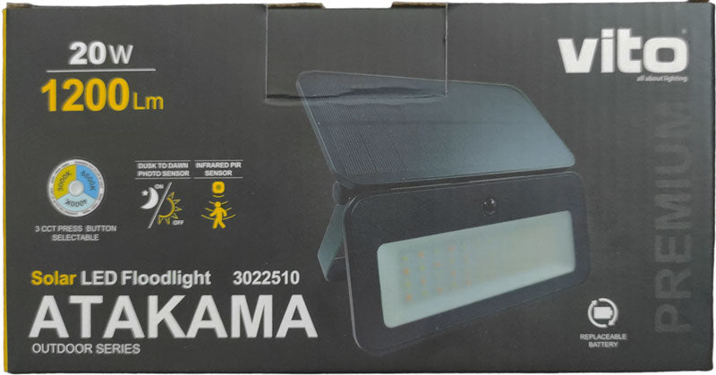 Lampada solare da esterno 20W 1200lm 3.7V 2600mAh IP65 6970233835387 3022510 EL223