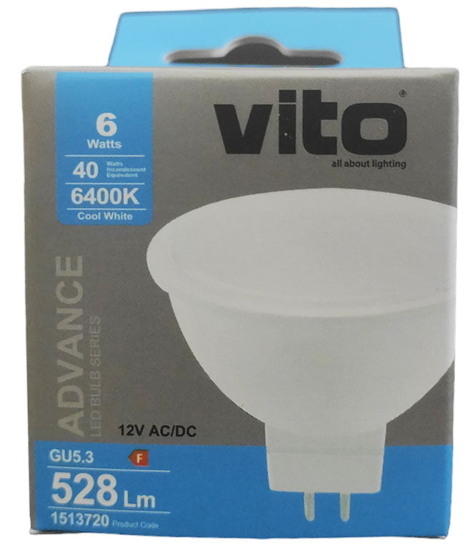 Lampadina LED GU5.3 MR16 6W 528Lm 6400K luce fredda 12VDC  6970233832713 1513720 EL2272