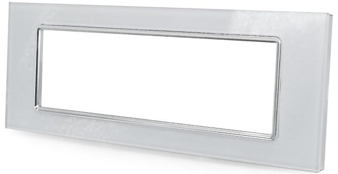 Placca in vetro bianco 7 posti compatibile Living International