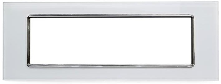 Placca in vetro bianco 7 posti compatibile Living International 6970597468702 8007bl EL2283
