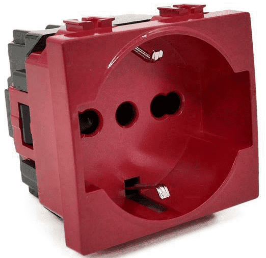 Presa schuko per segnalzione linea dedicata/emergenza rosso compatibile Vimar Plana