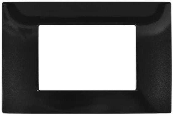 Placca 3 posti nera tecnopolimero compatibile Vimar Plana