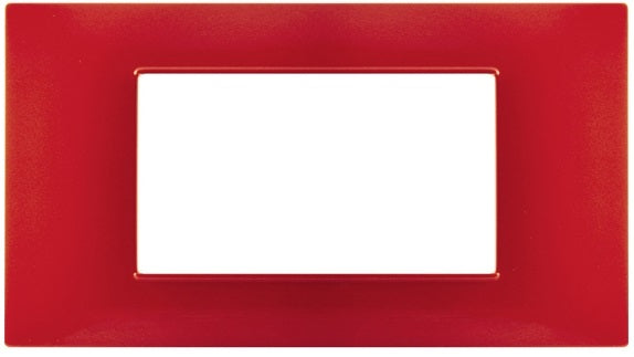 Placca 4 posti rosso corallo tecnopolimero compatibile Vimar Plana
