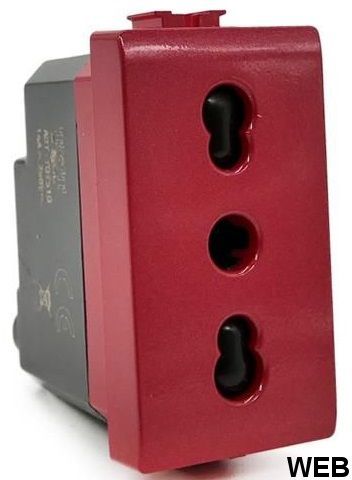 Presa bivalente 10-16A per segnalazione linea dedicata/emergenza rossa compatibile Living International