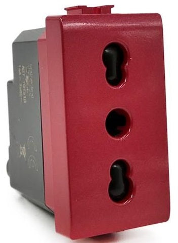 Presa bivalente 10-16A per segnalazione linea dedicata/emergenza rossa compatibile Vimar Plana
