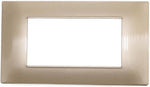 Placca in tecnopolimero 4 posti color champagne compatibile Vimar Plana