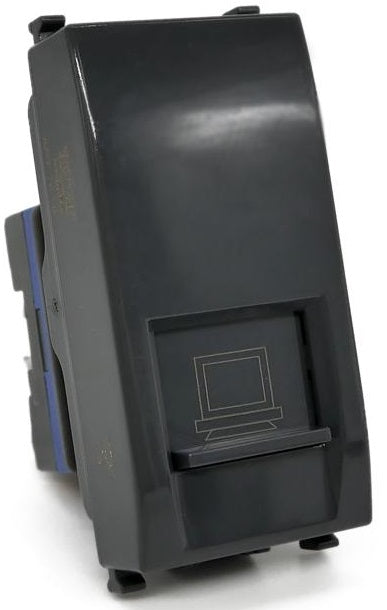 Connettore di rete RJ45 nero compatibile Vimar Plana