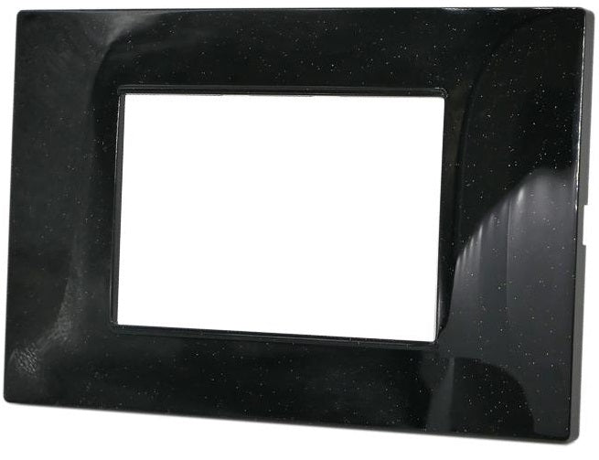 Placca 3 posti 3P nero/glitter tecnopolimero compatibile Vimar 6970597464223  6003-19 3P Nero Glitter/Vmr-Pln Vimar Plana EL2402