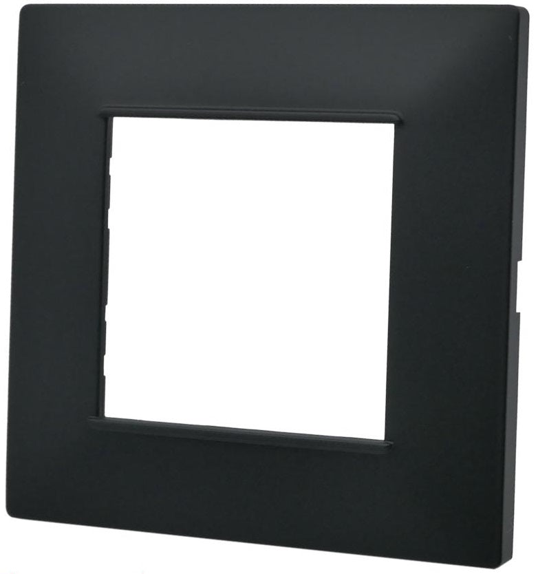 Placca 2 posti nera Soft Touch compatibile Vimar Plana
