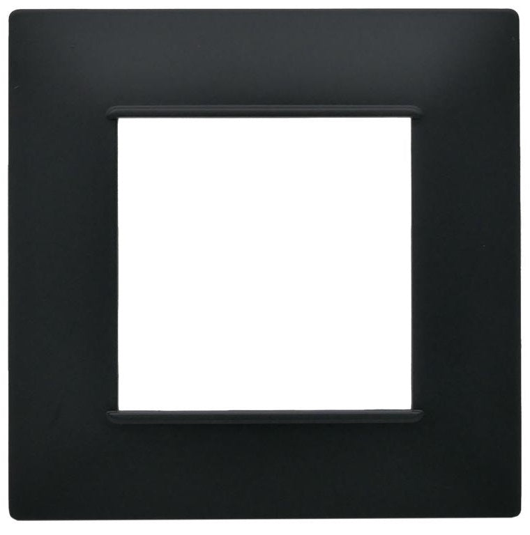 Placca 2 posti nera Soft Touch compatibile Vimar Plana