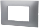 Placca 3 posti argento Soft Touch compatibile Vimar Plana
