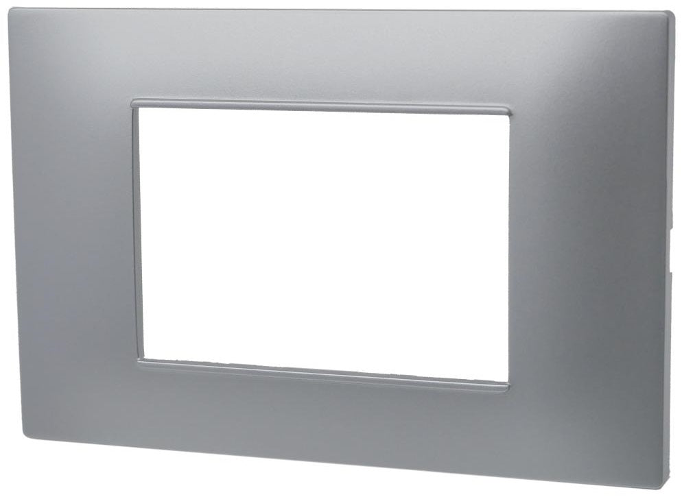 Placca 3 posti argento Soft Touch compatibile Vimar Plana